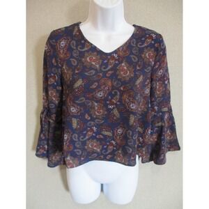 Girl's No Comment Paisley Top Size XL (16) Bell Sleeve NWT